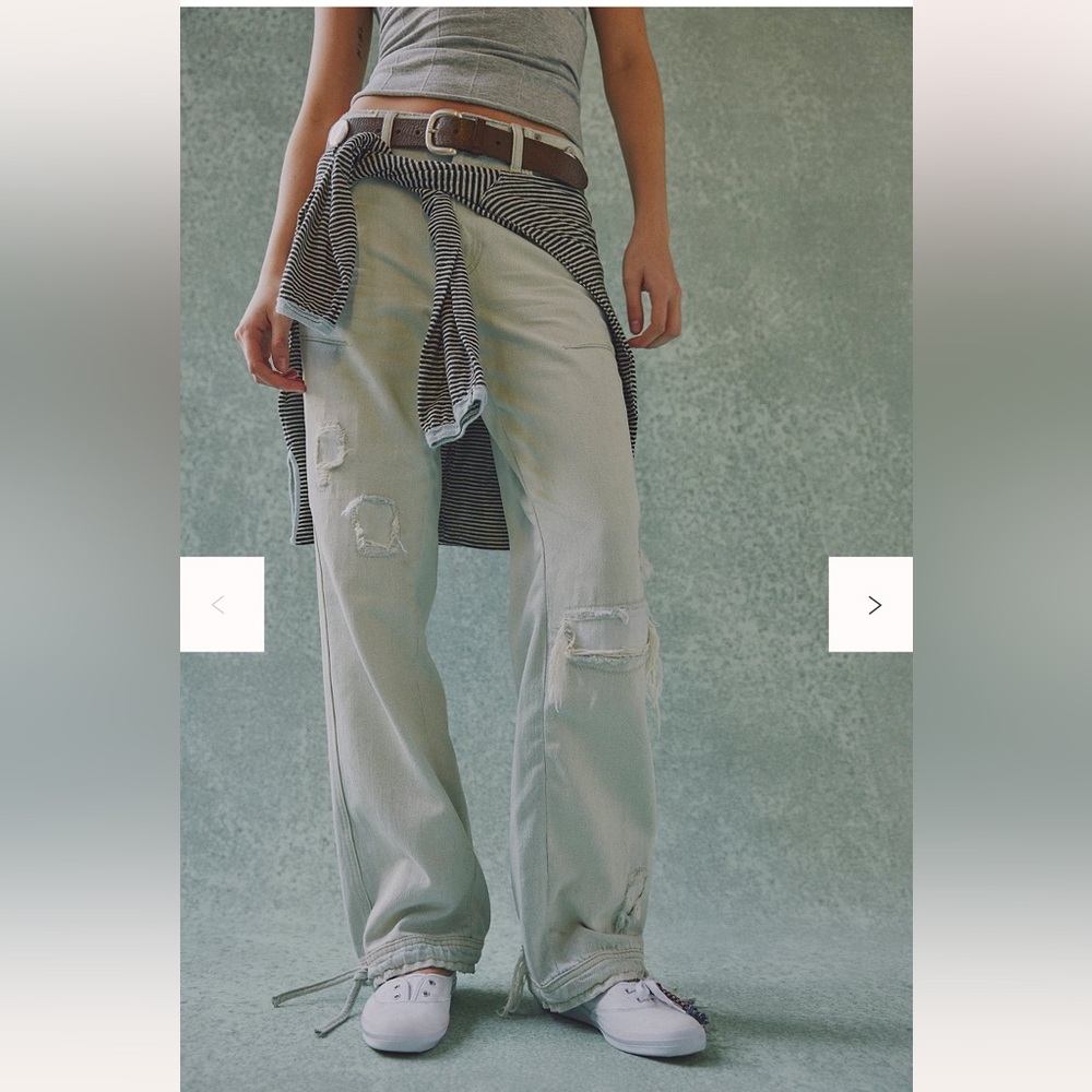 Free People Light Blue Distressed Flare Jeans